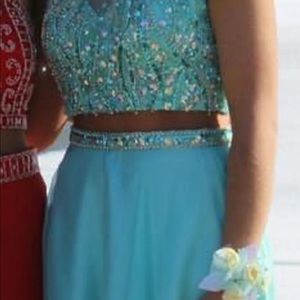 beautiful aqua turquoise/baby blue prom dress